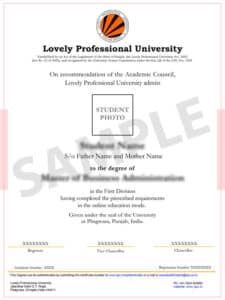 LPU MBA Certificate 1